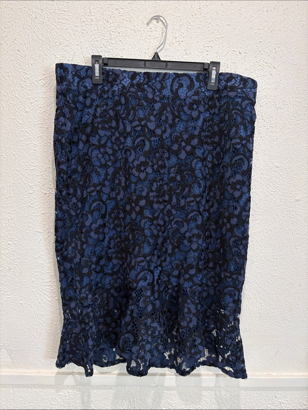 Lane Bryant Navy and Black Lace Pencil Skirt